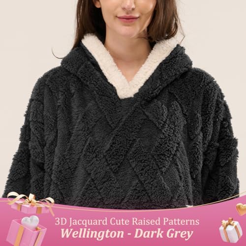 KAWAHOME Wearable Blanket Hoodie for Women Adult, Warm Cozy Soft 3D Pattern Hooded Sweatshirt, Birthday Gifts for Mom Girl...