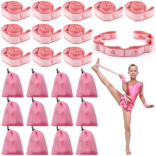 Soulchen 12 Sets Stretching Strap with 8 Loops for Kids Include 12 Storage Bags 12 Children Gymnastics Stretching Strap fo...