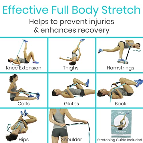 Vive Stretch Strap (75" - 10 Loops) - Leg Stretch Band to Improve Flexibility - Stretching Out Yoga Strap - Exercise and P...