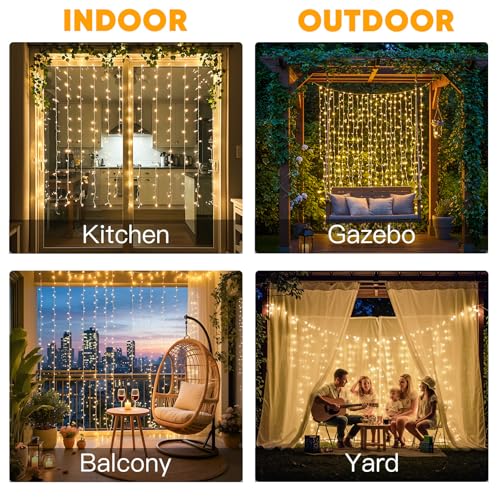 suddus Curtain Lights for Bedroom, 150 Led Hanging String Light Outdoor, Fairy Curtain Lights Indoor for Christmas, Dorm, ...