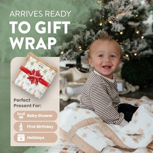 Organic Cotton Muslin Baby Blanket for Boys and Girls - Luxurious Soft Toddler Quilt for Swaddling - Gender Neutral Blanket - Baby and Toddler Gift - Gator on The Go