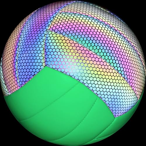 EVZOM Glow in The Dark Volleyball Size 5, Reflective Glowing Leather Volleyballs -Gift for Kids, Men, Women Indoor Outdoor...