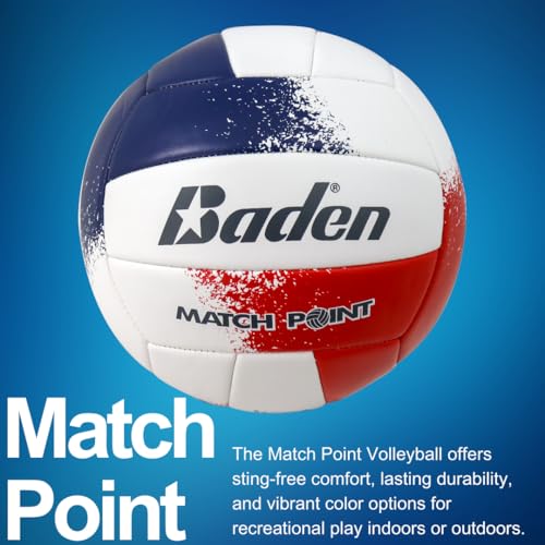 Baden Match Point Cushioned Synthetic LeatherOutdoor Recreation Backyard Volleyball + College Camp Ball All Ages Official ...