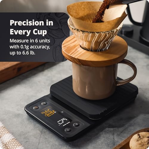 Greater Goods Coffee Scale with Timer – 0.1g Precision Digital Coffee & Espresso Scale for Pour-Over, Coffee Bean Weighin...