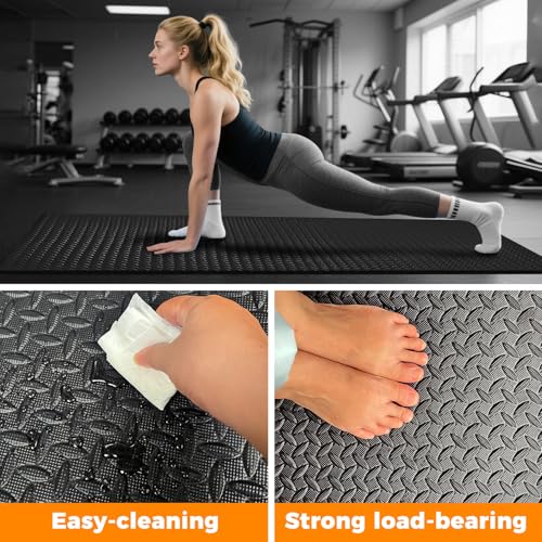 4x6ft Gym Floor Mat 10mm Thick - Large TPE/NPE Foam Workout Mat for Home Gym, Garage Floor, Yoga & Exercise - Non-Slip Ec...