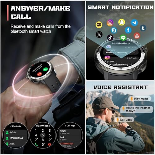 Military Smart Watch(Answer/Make Call), GPS Smartwatch for Men Women, 1.43" HD AMOLED Display, Fitness Activity Tracke wit...