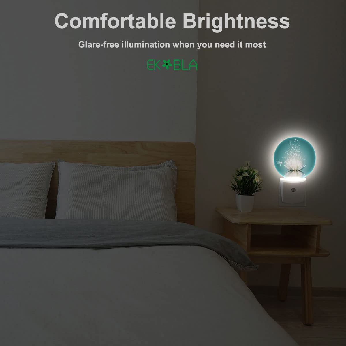 Ekobla Lotus Night Light  Water Lily In Pond Dragonfly Floral Plug-In Night Lights With Dusk-To-Dawn Sensor For Bedroom Bathroom Living Room 0.5W Sleep Friendly For Women Girls Boys Gift