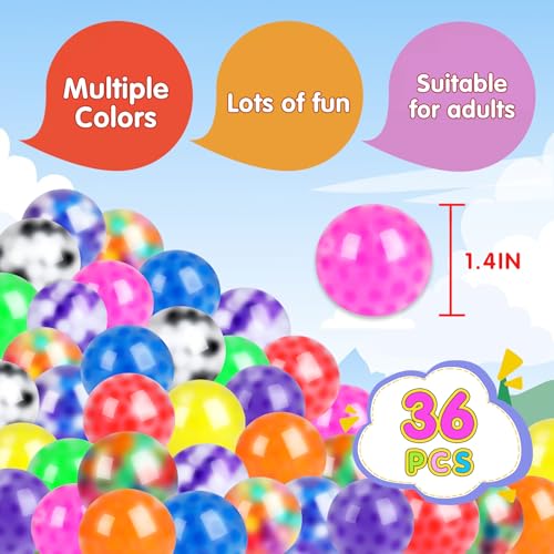 36 Pack Squishy Ball, Stress Balls Bulk for Adults, Mini Stress Balls, Anti-Anxiety and Fidget Balls to Relax, Birthday Gi...