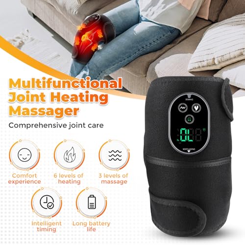 AFDEAL Cordless Knee Heating Pad for Pain Relief & Arthritis, Heated Knee Massager Brace Wrap 6 Heating Levels, 3 Vibratio...