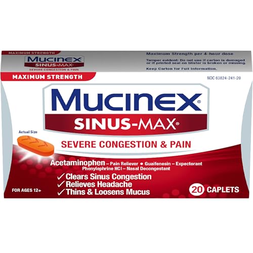 Mucinex Sinus-Max Severe Congestion Relief Caplets, 20 Count