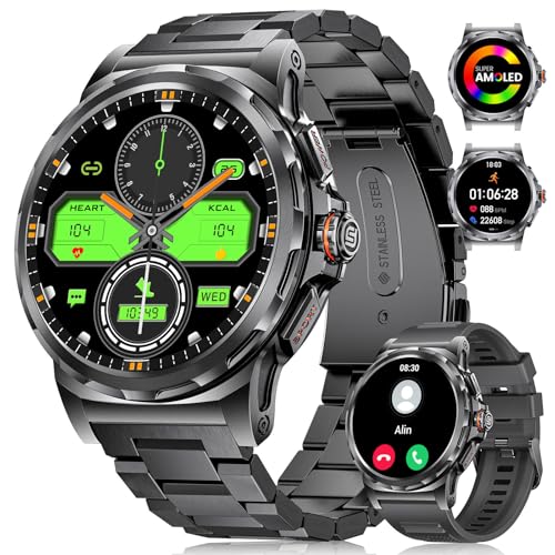 Military Smart Watch for Men(Answer/Dial Calls),1.46'' AMOLED Touchscreen/5ATM Waterproof/120+ Sports Modes Fitness Watch ...