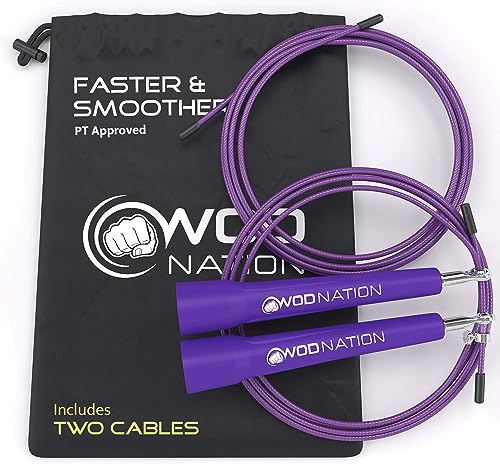 WOD Nation Adjustable Speed Jump Rope For Men, Women & Children - Blazing Fast Fitness Skipping Rope Perfect for Boxing, M...