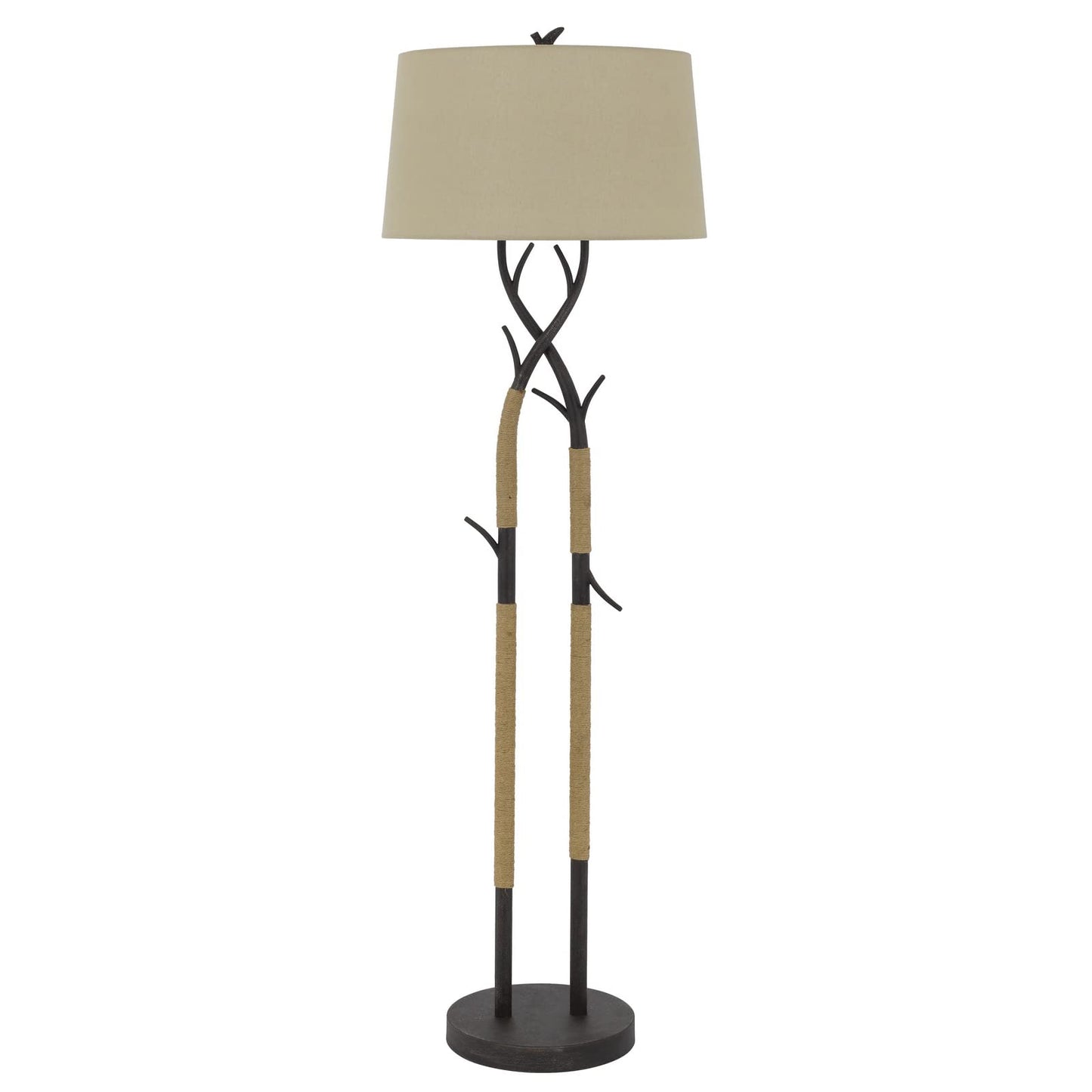 Benzara 60 Inch Metal Floor Lamp, Dimmer, Tree Branch Base, Black, Model BM272216
