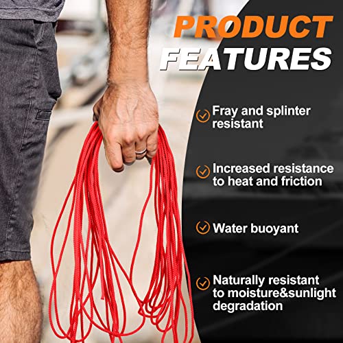 Tether Tite Utility Cord Diamond Braided 1/8" x45' Polypropylene Rope (30lbs) Heavy Duty General Purpose Rope for Marine,C...