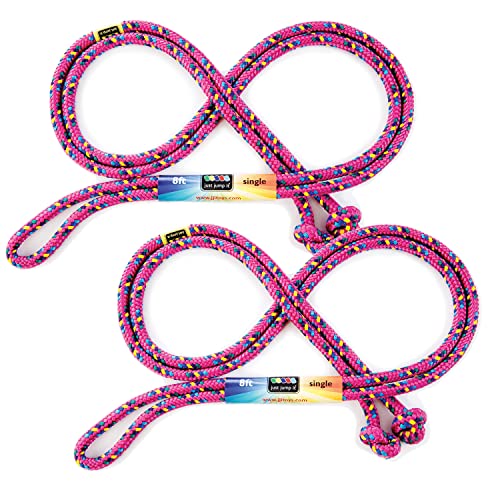 Just Jump It 8' Foot Jump Rope 2 Pack - Active Outdoor Youth Fitness Exercising Equipment - Kid Friendly Braided Nylon Gym...