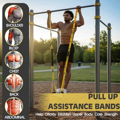 Pull Up Assistance Bands – Heavy Duty Adjustable Pull Up Assist Bands with Foot & Knee Support for Pull Up Bar, Pull Up Re...