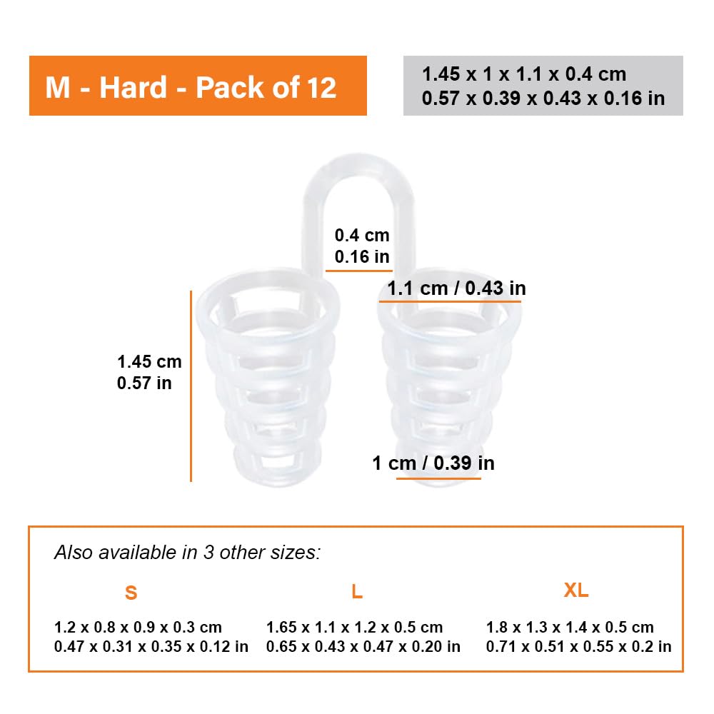 Nose Vent Sinus Relief Dilator (Pack of 12 Medium Size) Hard Cone Vents - A Simple Solution for Nasal Snorers - Reusable Snoring Device to enjoy a peaceful night's sleep - by Mobi Lock