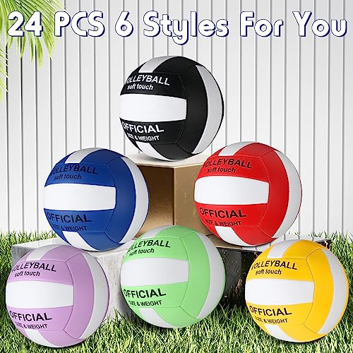Libima 24 Pcs Volleyball Official Size 5 Bulk Soft Recreational Training Beach Play Volleyball with 4 Pump for Gym Trainin...
