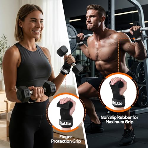 Weight Lifting Wrist Strap，Double Layer Leather Wrist Wraps with Neoprene Padding for Weightlifting & Deadlifts – Adjustab...