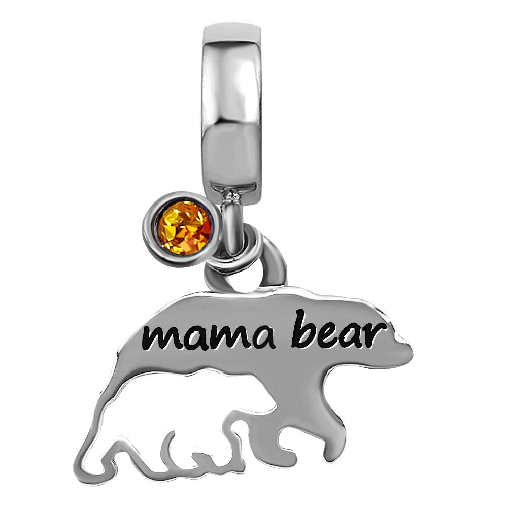 JMQJewelry Mom Mama Bear Mother Birthday Birthstone November Yellow Womens Bead Charms Compatible with Pandora Bracelets Graduat
