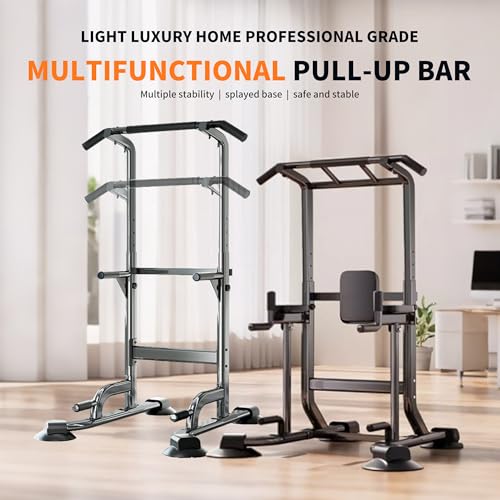 Adjustable Pull Up Bar for Home with Backrest - 6-Level Height Adjustment (69-94.5 inches) - 352lb Capacity - Carbon Steel...