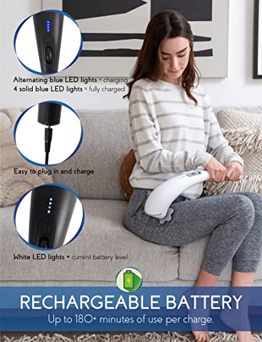 Zyllion Handheld Back and Neck Massager - Cordless Rechargeable Electric Vibrating Deep Tissue Massage with Heat for Athle...