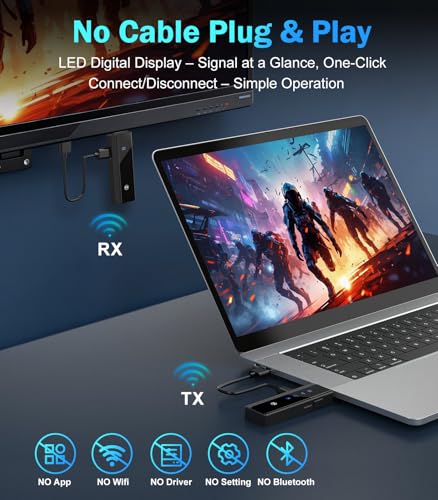 2026 Upgraded Wireless HDMI Transmitter and Receiver 328FT/100M, 4K Decode & 1080P 60Hz Zero Latency, 5G/2.4G Dual Band,Wi...
