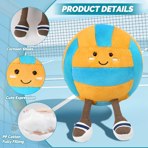 Cufoje Cute Volleyball Stuffed Animal, 11.2 inch Volleyball Stuffed Toy, Soft Volleyball Plush with Legs Sports Throw Pill...