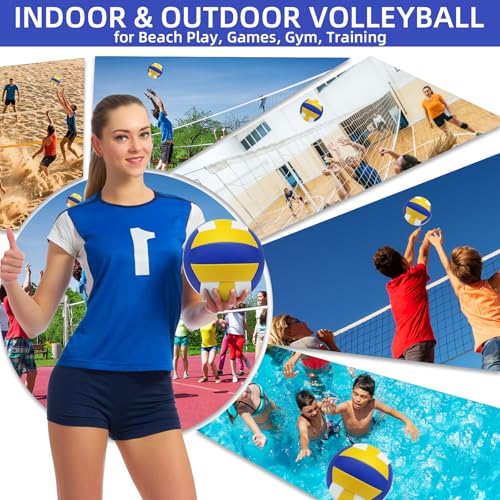 ZHUOKECE Volleyball, 10 Pack Official Size 5 Inflatable Volleyballs Pool Volleyball Spike Training Equipment Outdoor Sand ...