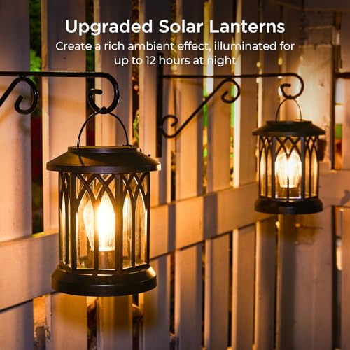 WdtPro 4 Pack Solar Lantern Outdoor Lights, Upgraded Bright Solar Lanterns Outdoor Waterproof, Hanging Solar Powered Lante...