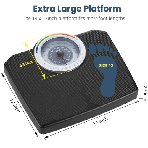 TIPRE Analog Scale for Body Weight, Mechanical Bathroom Scale, Analog Scale for Body Weight, 150kg/330lb, Dial Scale with ...