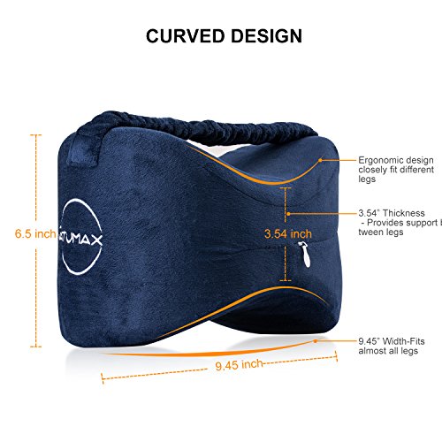 NATUMAX Knee Pillow for Side Sleepers - Relief from Sciatica Pain, Back/Leg Pain, Pregnancy, Hip and Joint Pain Memory Foa...