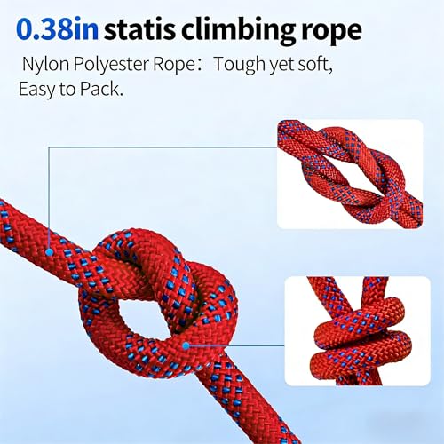 200ft 3/8 Inch Climbing Rope, Heavy Duty Arborist Rope, Nylon Rigging Rope for Tree Work,Bull (Red)