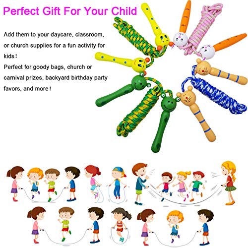 4 Pack Jump Rope with Wood Handles for Kids - Skipping Rope Great for Children and Students Outdoor Fun Activity, Party Fa...
