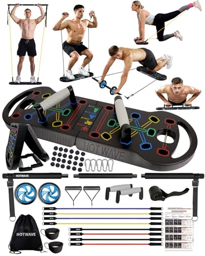 HOTWAVE Push Up Board Fitness, Portable Foldable 20 in 1 Push Up Bar at Home Gym, Pushup Handles for Floor. Professional S...