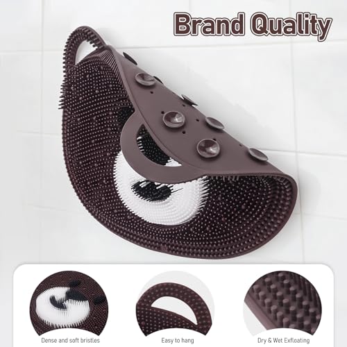 Skin Care Body Brush Srcubber Mat 2 Pack for Kids Bear Coffee M Size Brown & Pink