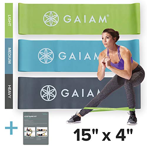 Gaiam Restore Loop Band Kit,Set of 3, Light, Medium,Heavy Lower Body Loop Resistance Bands for Legs and Booty Exercises & ...