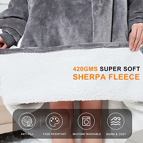 Cozystar Wearable Blanket Hoodie with Giant Pocket （Pet Won't Leave） Extra Soft Sherpa Fleece Thick Warm ＆ Cozy Oversized ...