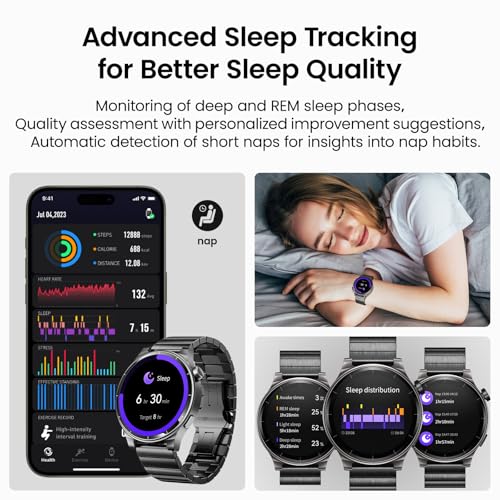 TOZO AMOLED S5 Smart Watch (Answer/Make Calls), 1.43" HD Screen for Men Women 100+ Sport Modes Fitness Watchs with Sleep M...