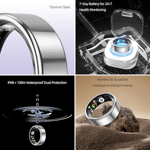 TIAZUUX Smart Ring for Women&Men-Activity/Sleep/Heart Rate/HRV/Stress/Women's Health Tracker-IP76 Waterproof-No Subscripti...