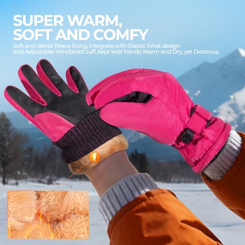 rivmount Kids 3M Winter Ski Snowboarding Snow Gloves Warm Thermal Waterproof Windproof Touchscreen for Boys Girls in Cold ...