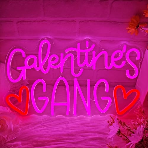 Galentines Gang Neon Sign for Wall Decor Dimmable Gelentine's Day Neon Light Led Galentines Party Decoration Friends Galen...