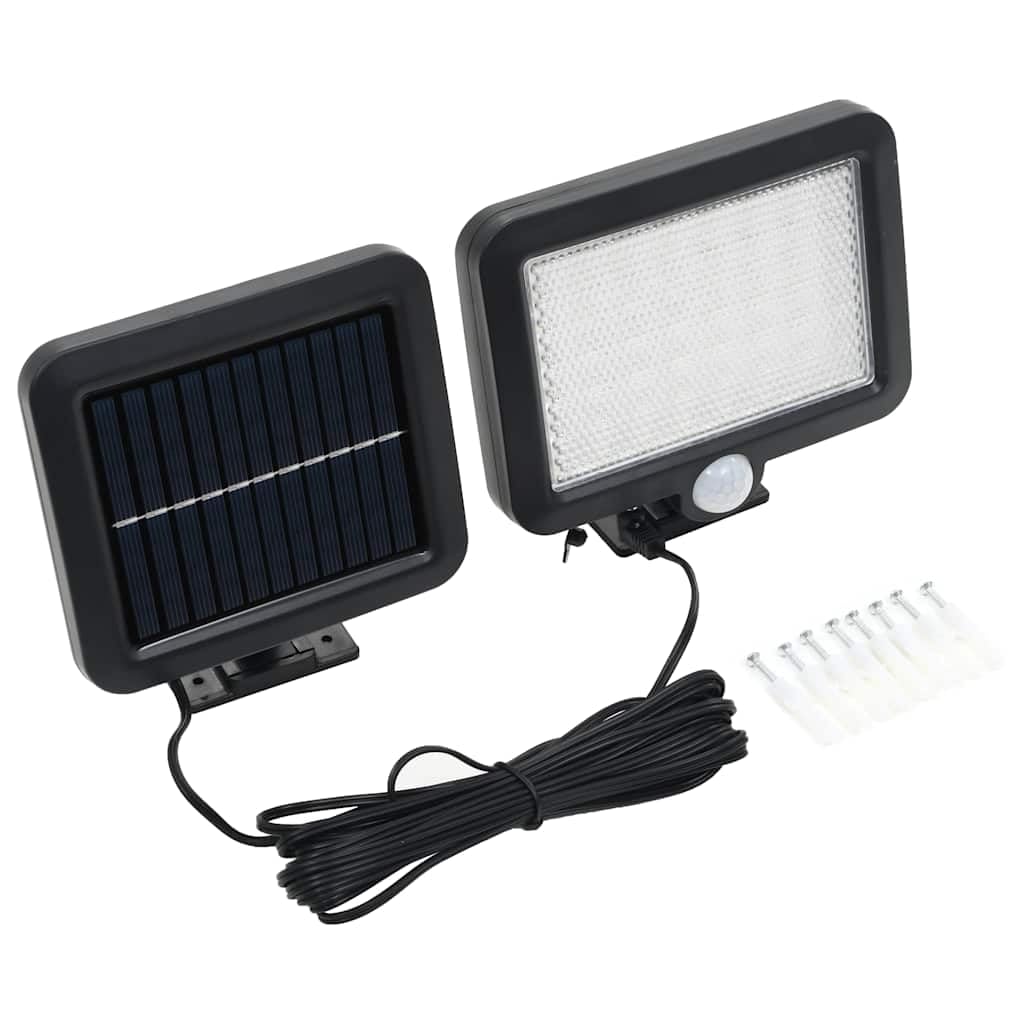 vidaXL Solar Powered Outdoor Lamp with Motion Sensor, 56 LED Lights, Weather-Resistant, Medium, Black, Model 44410