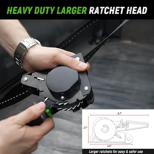 Retractable Ratchet Straps(4 Pack) - 1in x 10ft Self Retracting Ratchet Straps with Soft Loops, 1,500 lbs Break Strength R...