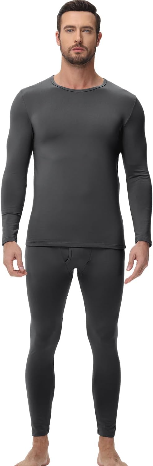 wirarpa Men's Long Johns Thermal Underwear Set Light Fleece Lined Base Layer Long Sleeve Top and Bottom