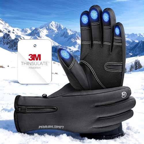 Winter Gloves Men Women Made with 3M Thinsalute, -20°F GEANI-TEX™ Waterproof Ski Gloves for Cold Weather, 5-Layer Thermal ...