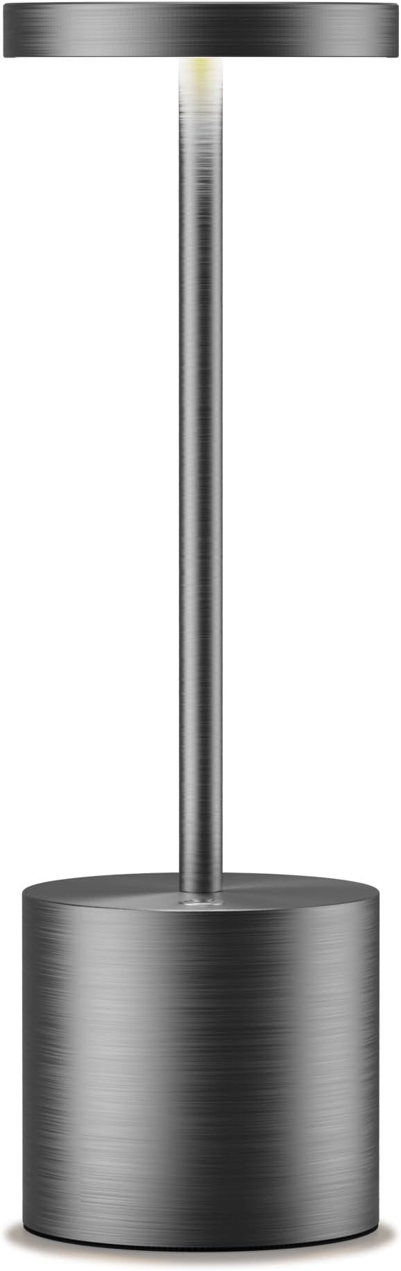 Cordless Table Lamps Rechargeable - Outdoor Waterproof LED Table Light Portable 5000mAh Battery Operated Lamp 3 Color Stepless Dimming with Memory Function for Restaurant Dining Patio Grey