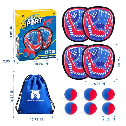 Toss and Catch Ball Set Outdoor Games for Kids, Beginner Toddler Baseball Training Glove Sticky Ball Catch Toys, Beach Poo...