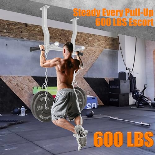HWOOUSA Pull Up Bar Ceiling Mount, 600LBS Heavy Duty Multi Grip Chin Up Bar, 24"/16" Rafter PullUp Bar, Ceiling Beam for G...