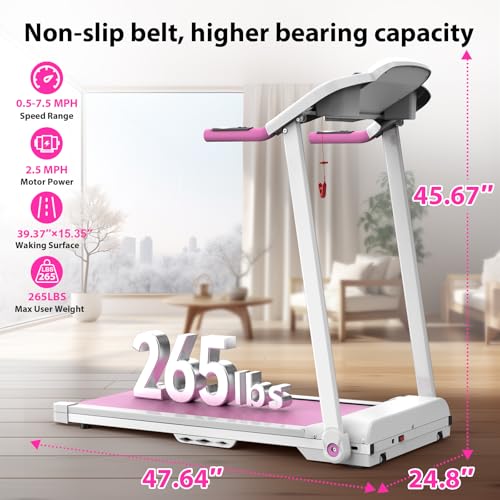 XMKEY Folding Treadmill for Home, 2.5HP Quiet Motor, 300 LBS Capacity, Compact Design with Cup&Pad Holder, LED Display,Saf...